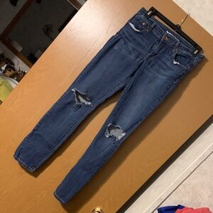 Trendy Blue Distressed Women's Skinny Jeans